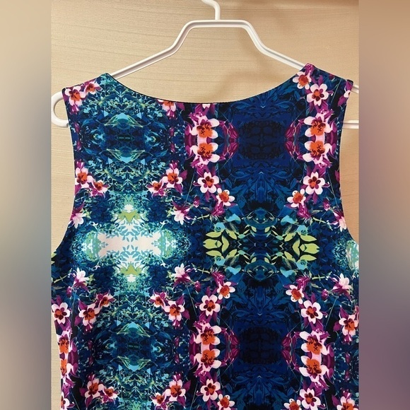 🔴Cynthia Rowley trippy unique floral design midi dress summer size 10 - Picture 8 of 8
